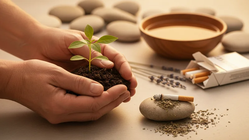 Homme de 45 ans en bonne santé après arrêt du tabac, souriant en extérieur