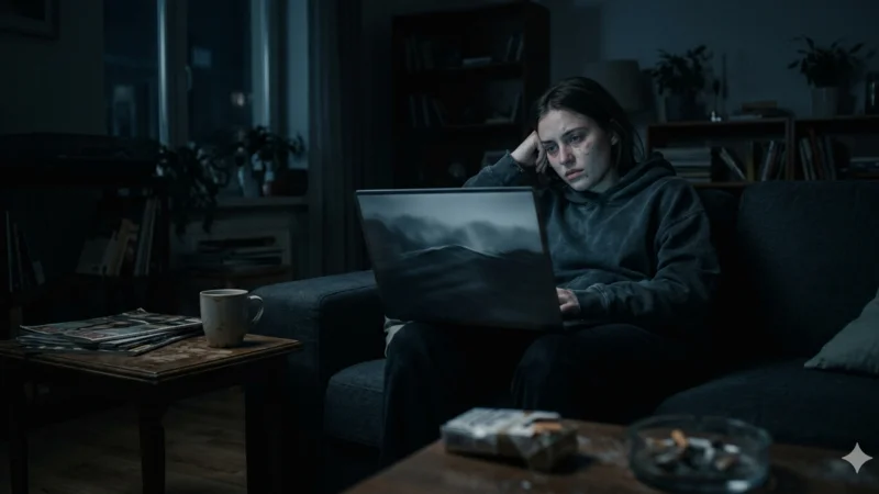 Personne regardant vidéo hypnose YouTube pour arrêter de fumer